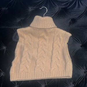 Zara Cable Knit Turtleneck Sweater Vest - Cream